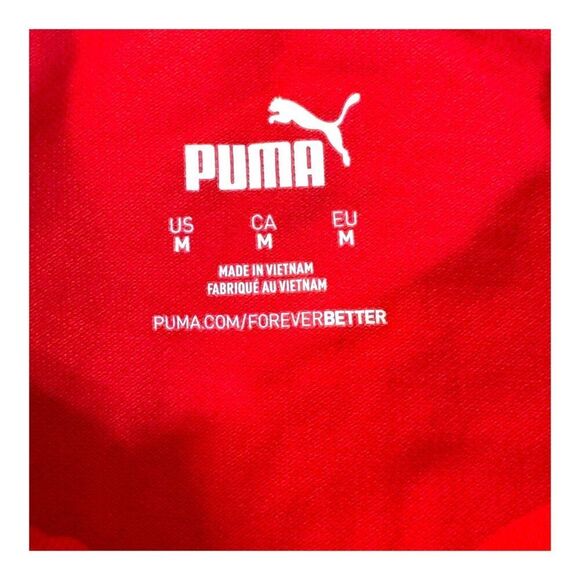 Puma Mens Red Polo Shirt Medium Cotton Blend Casual Wear Large Cat Logo - Picture 4 of 5